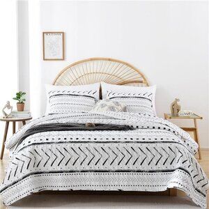 Boho Bedding Bedspreads Queen Size,3 PCS Bohemian Quilt Set Geometric Printed